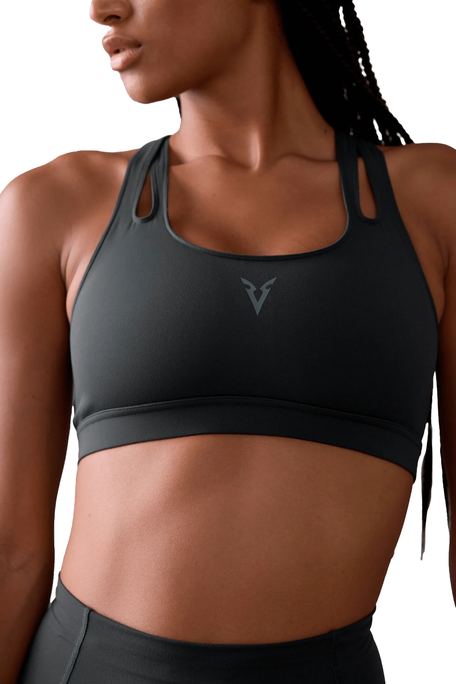 SPORTS BRA CUT OUT - Dark Gray Removable straps Stretch stitching
