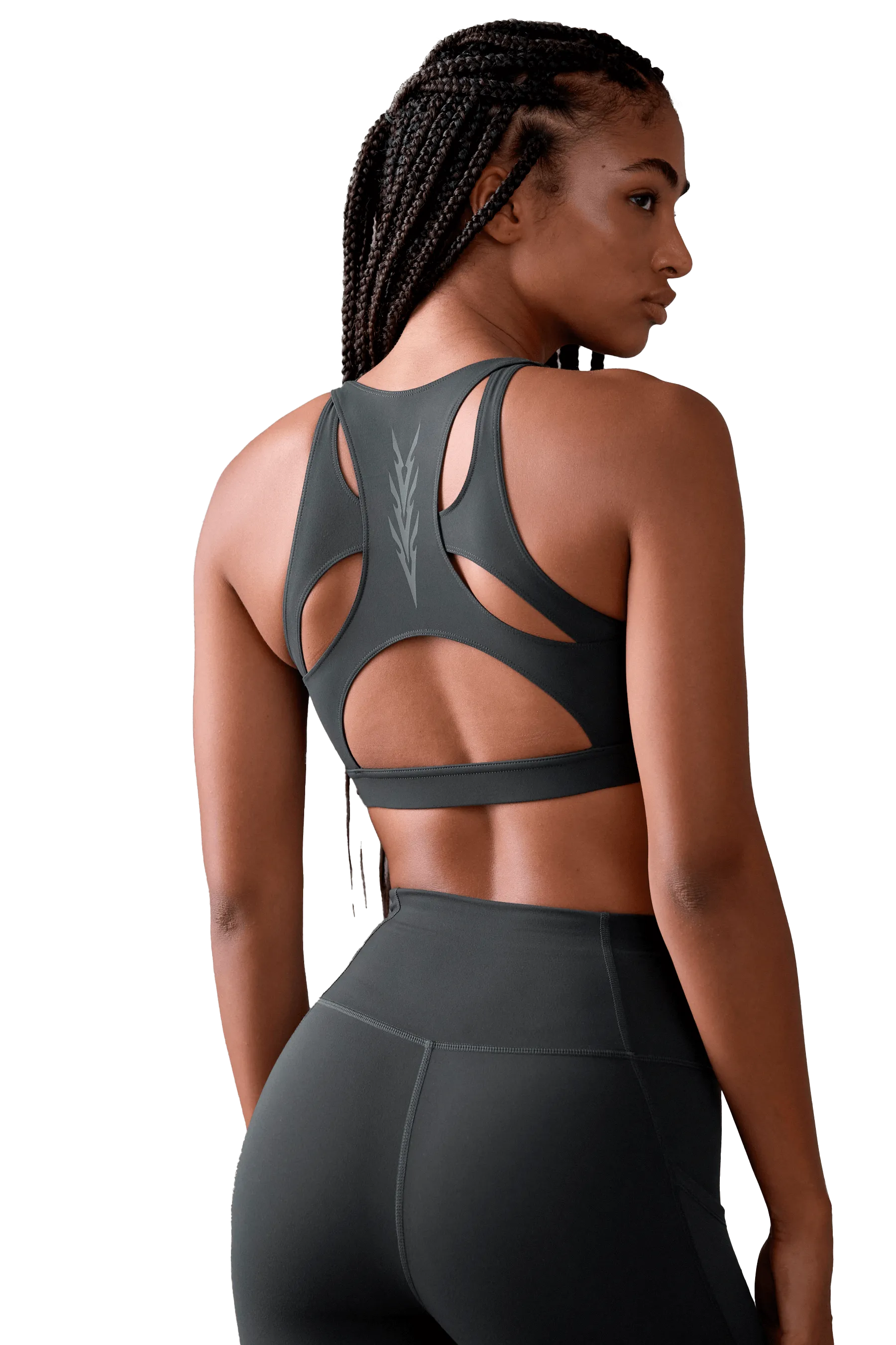 Bonded seams SPORTS BRA CUT OUT - Dark Gray