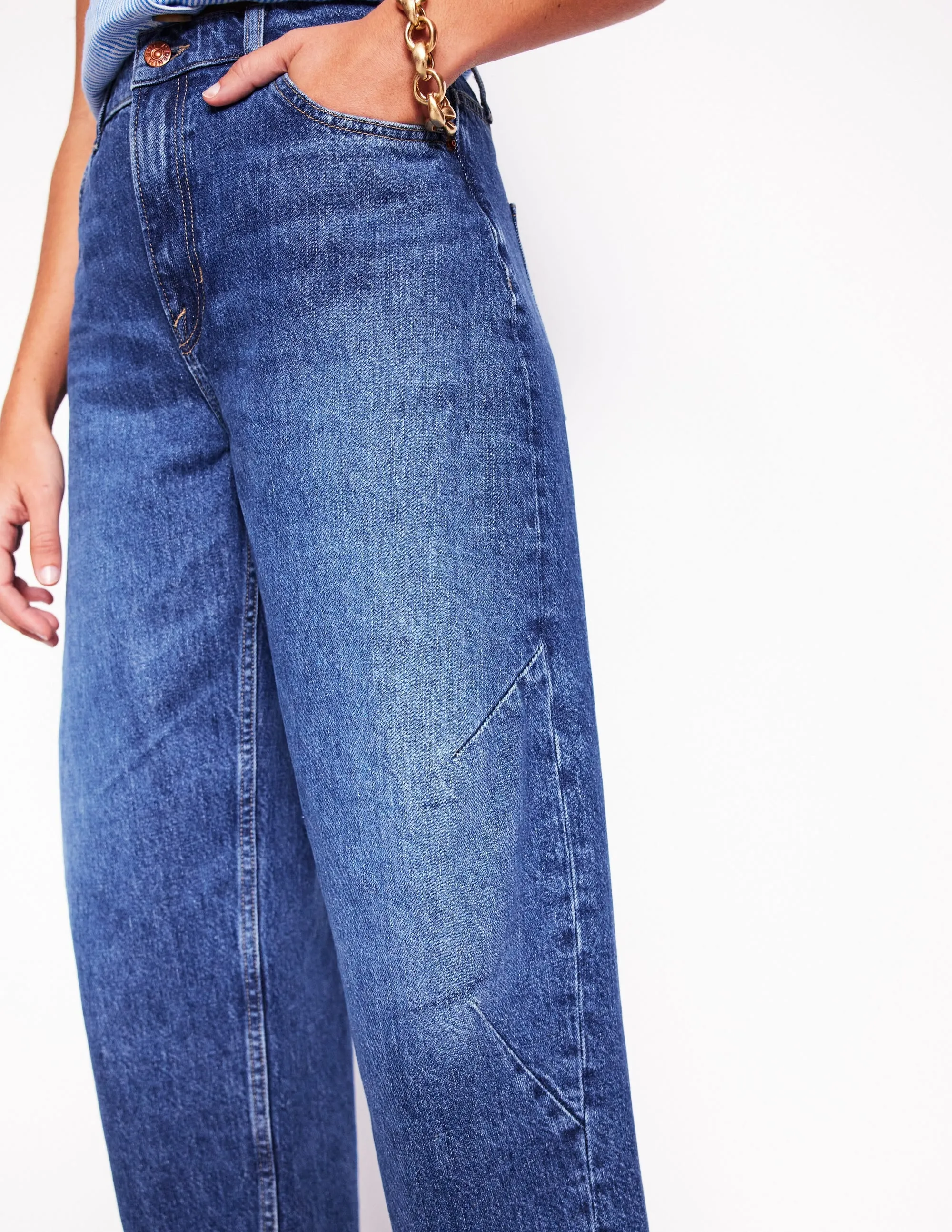 Barrel Leg Jeans-Mid Vintage Urban Casual