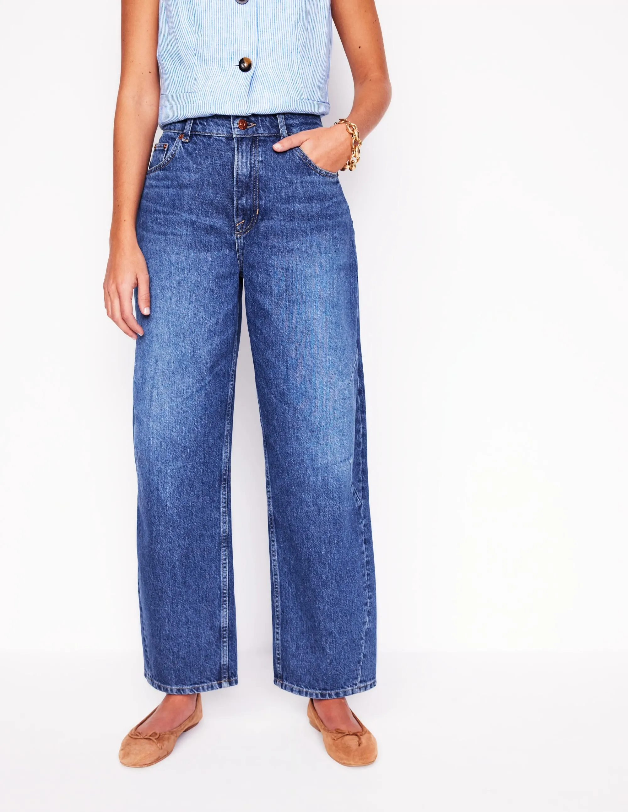 Comfort Stretch Technology Barrel Leg Jeans-Mid Vintage