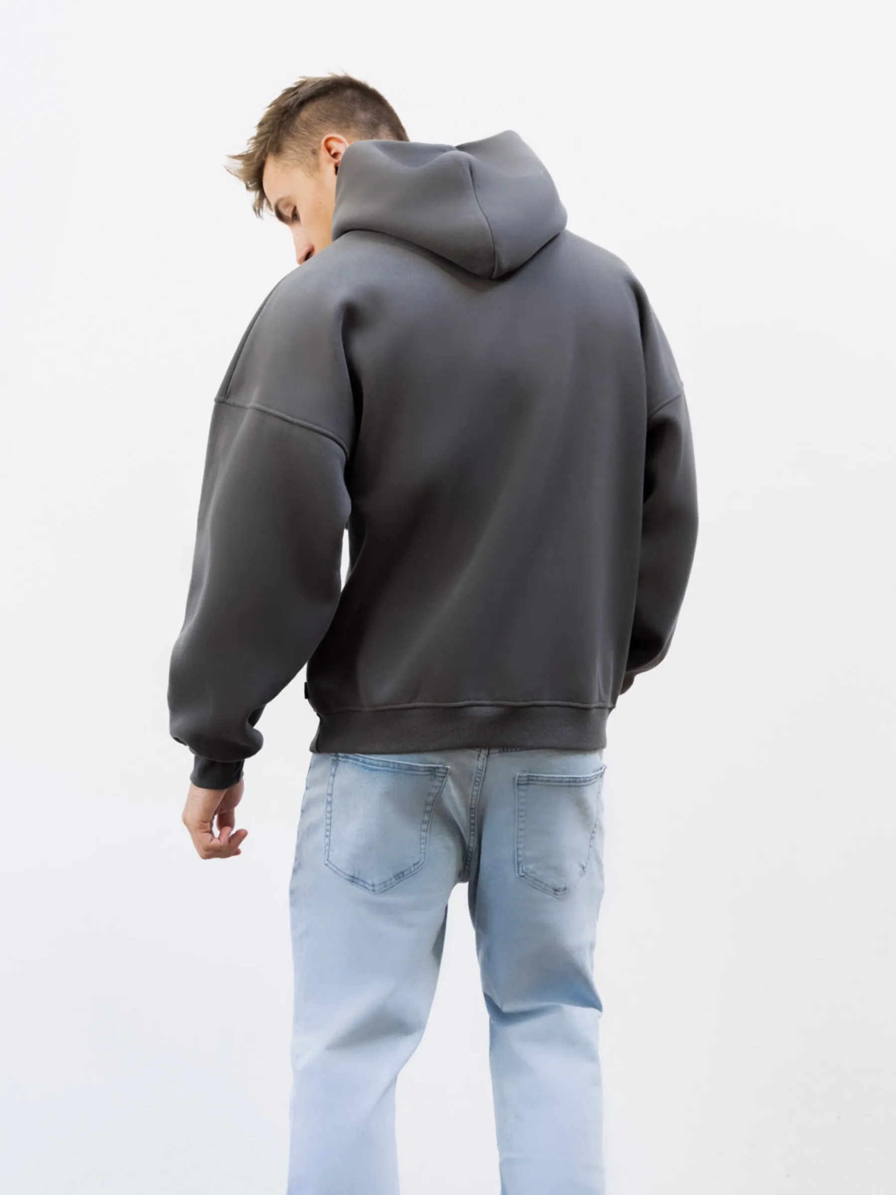 American style Soft Fleece Lining Legacy Relaxed Hoodie - Charcoal