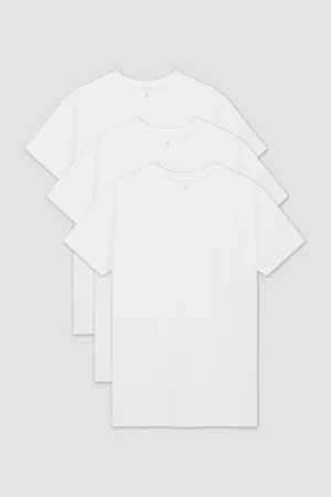 Chilly Style 3 Pack Athletic Fit Crew Neck T-Shirt in White