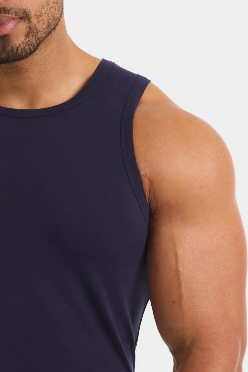 Athletic Fit Tank Top in True Navy Outdoor Outfit Style