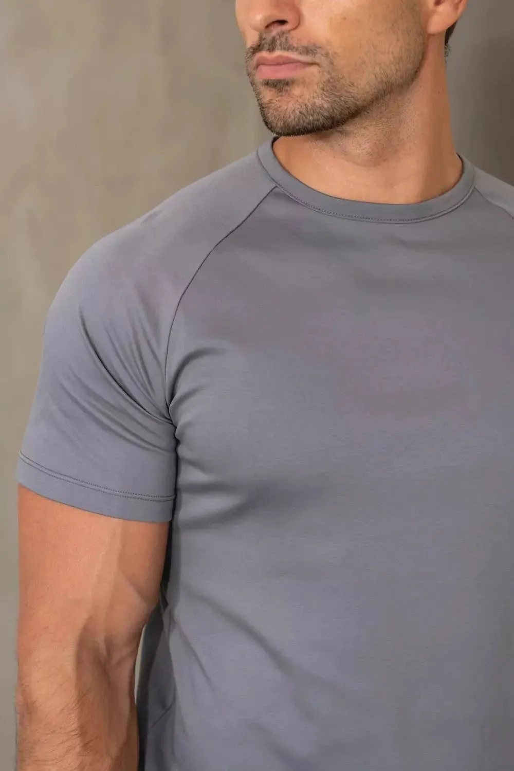 Mercerised Cotton T-Shirt in Graphite Reversible Design Concept Travel Comfort Style