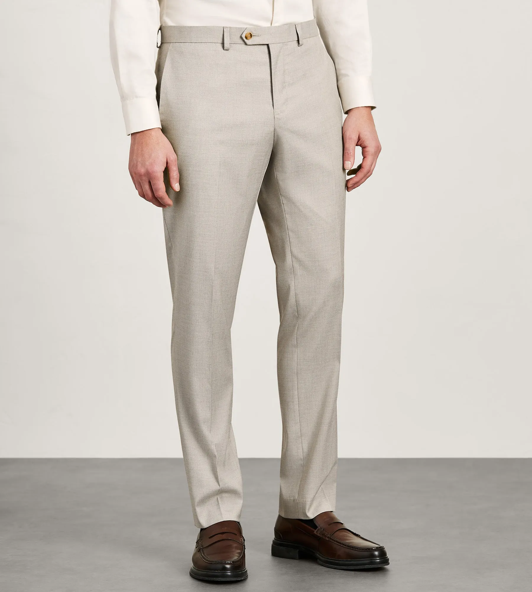 Slim Fit Tan Solid Suit Pants Layer Ready QuickReleaseBuckle