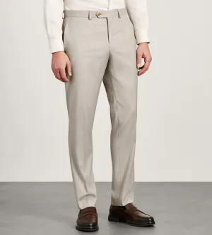 Slim Fit Tan Solid Suit Pants Comfortable Fashion