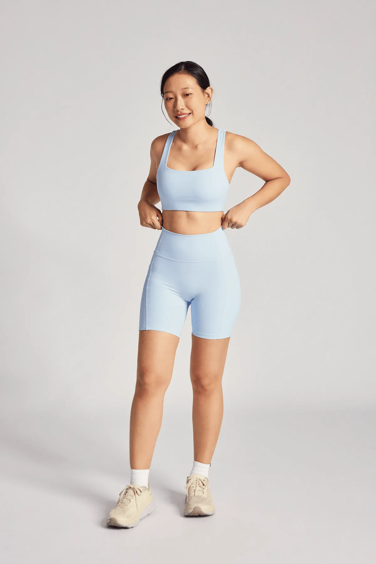 Mock neck seams performance enhancement Boxy Bra in Fresh