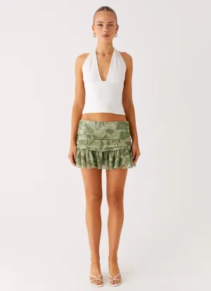 ReversibleStyle Feminine Cut Elspeth Frill Mini Skirt - Jade Fern