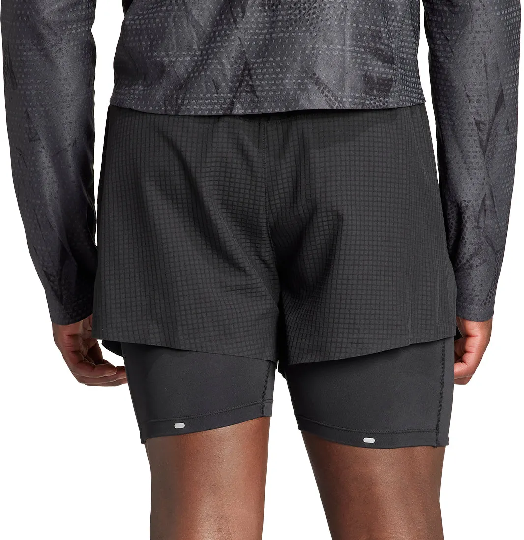 Fleece Lining On Trend adidas Ultimate 2 In 1 Mens Running Shorts - Black