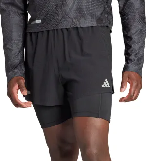 adidas Ultimate 2 In 1 Mens Running Shorts - Black Snag Free Zipper