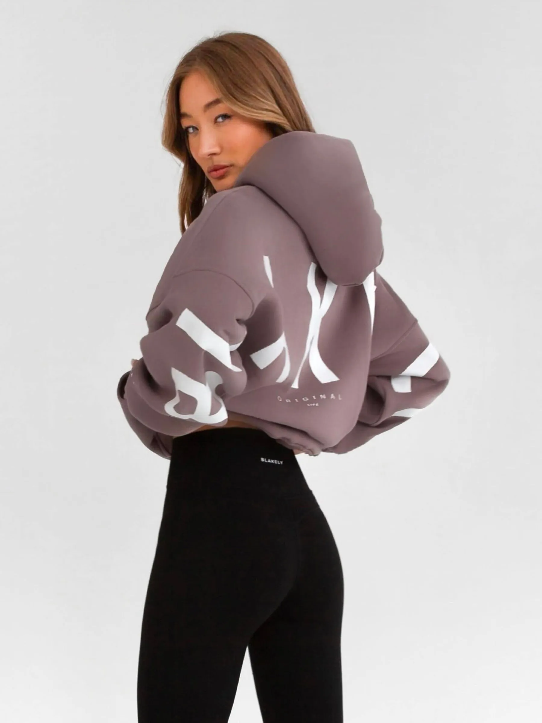 Isabel Oversized Hoodie - Pink Taupe Logo Patch