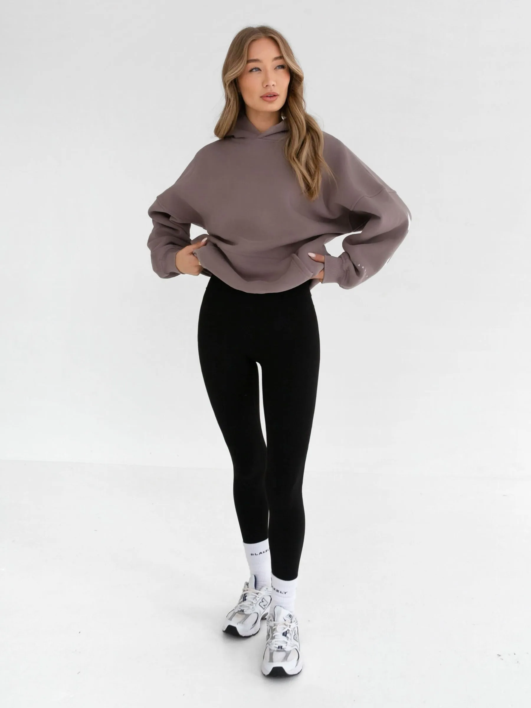 Isabel Oversized Hoodie - Pink Taupe Layered Hem Design Penguin like