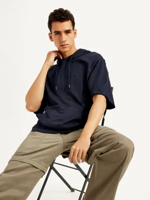 Men's Embossed Navy Hooded Sweatshirt Freelancer Uniform