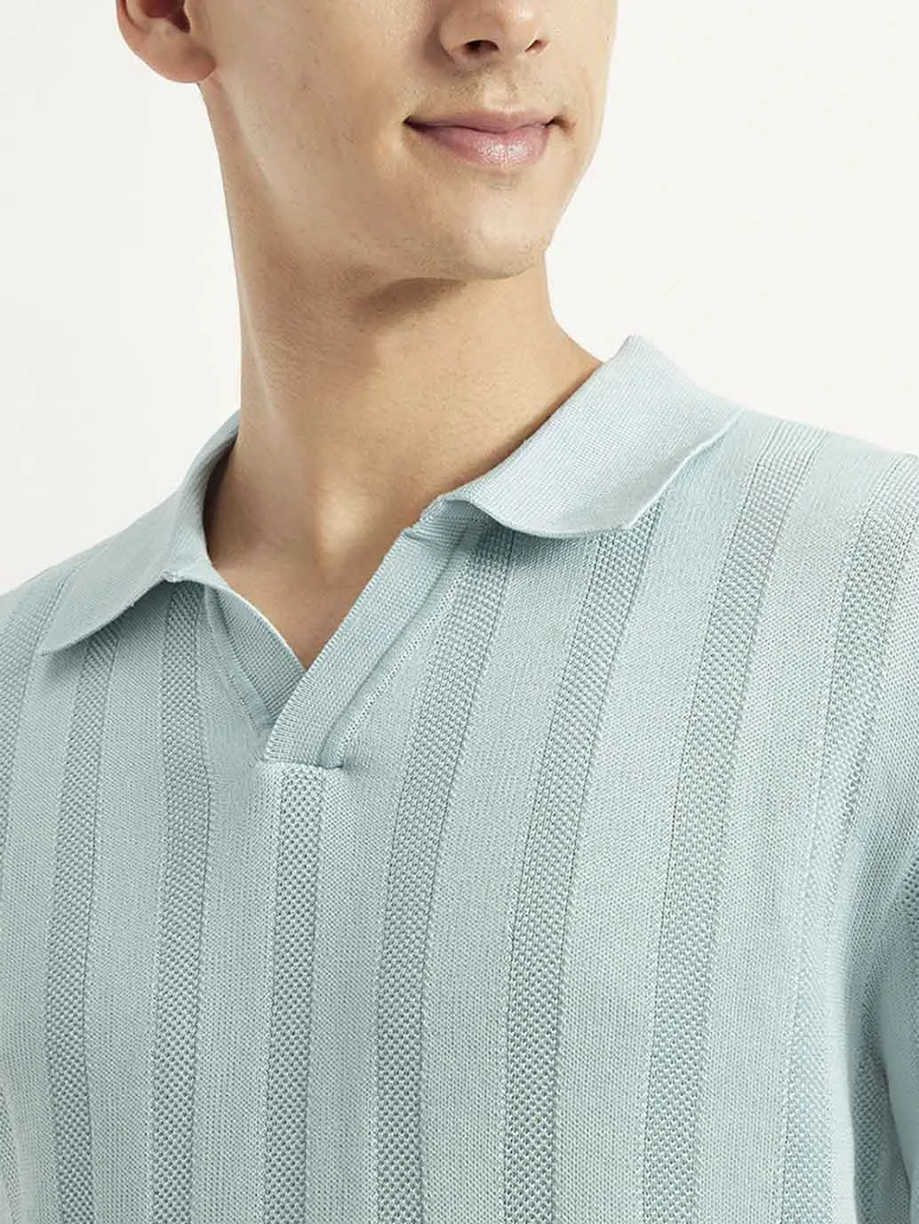 AllPurpose Knitting Streetwear Edge Men's Redloop Striped Slim Fit Polo T-shirt