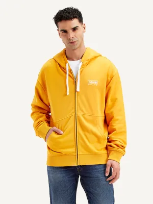 Carnival wear Men's Solid Mustard Hooded Sweatshirt