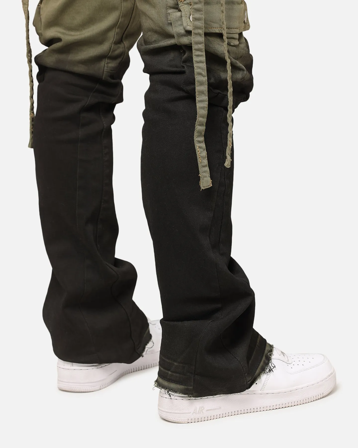 MNML B569 Cargo Flare Denim Jeans Olive/Black Go To Piece Fashion friendly