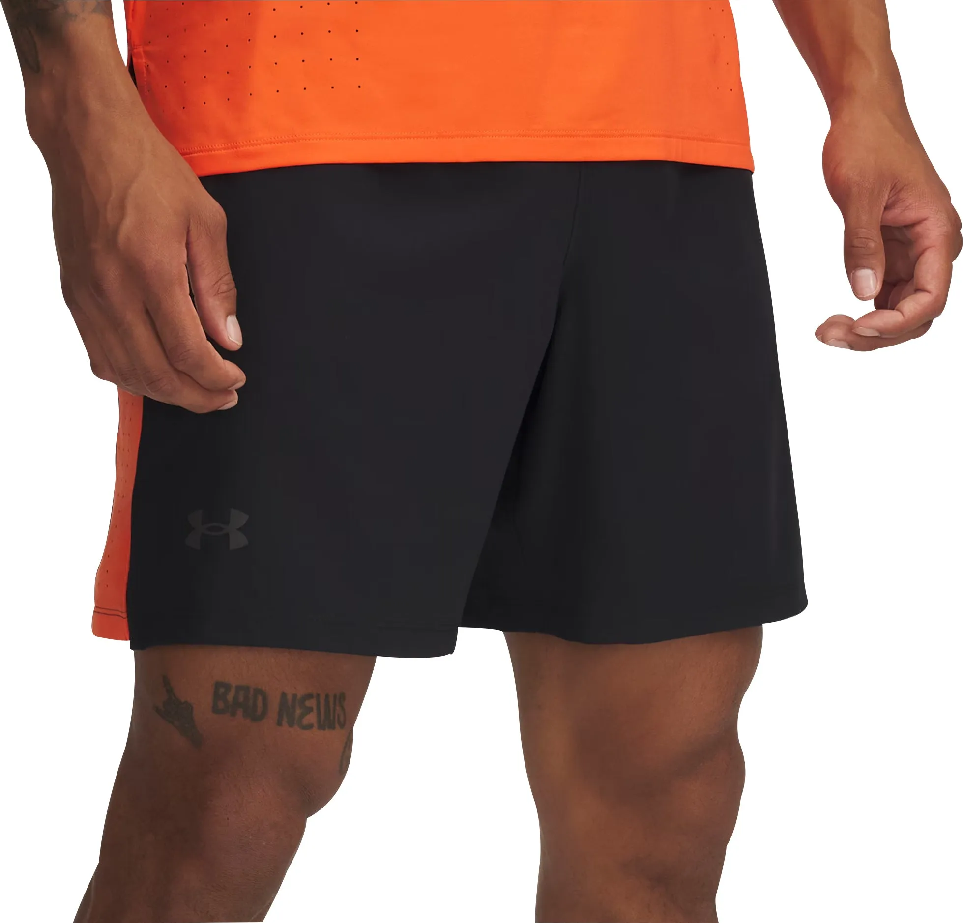 Under Armour Launch Elite 7 Inch Mens Running Shorts - Black Secure Closure System