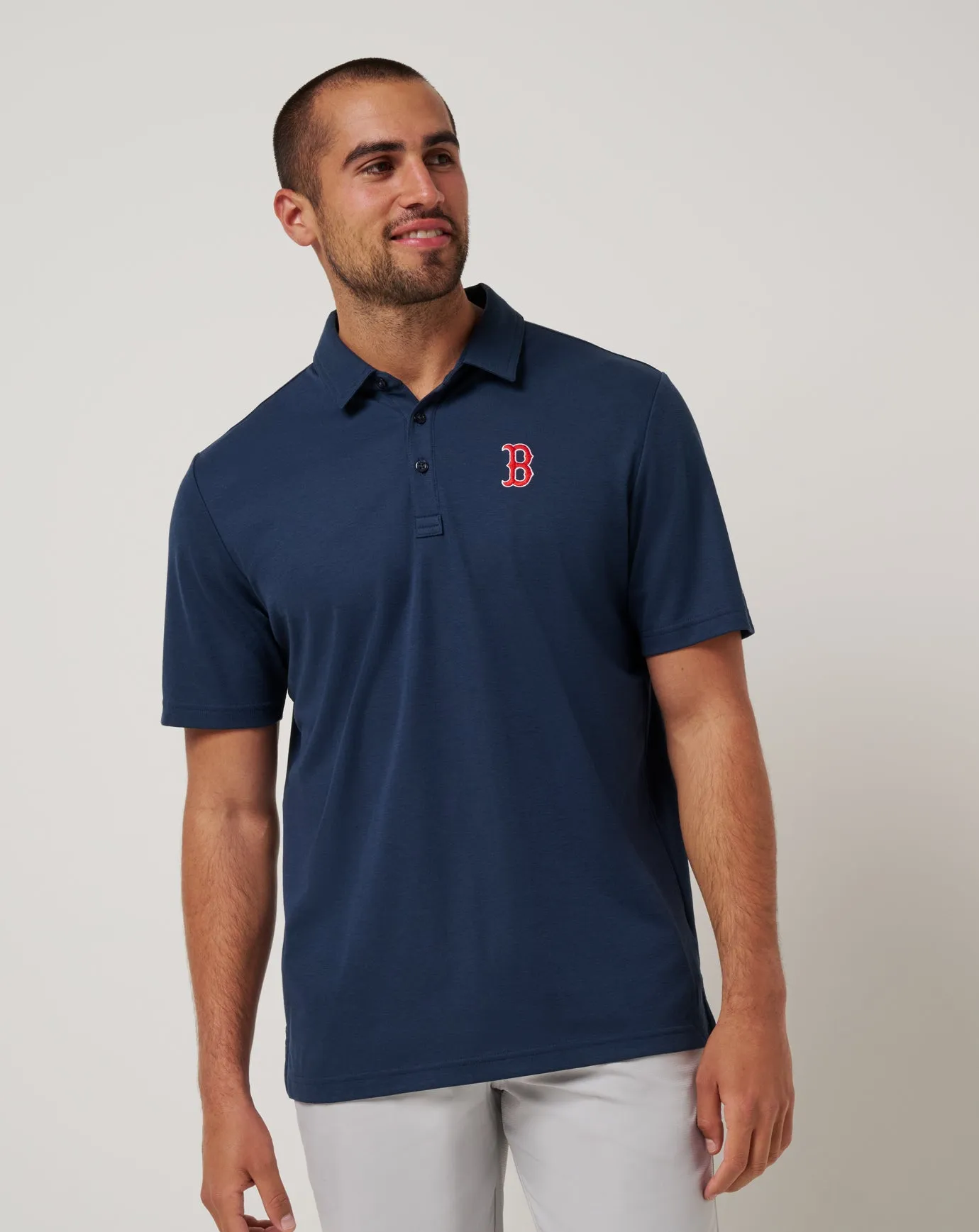 Boston Red Sox Playoff Pitch Polo ZeroIrritation Seams Lightweight Knit Material