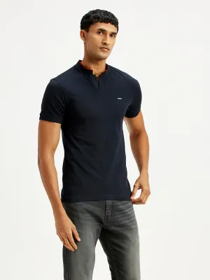 Summer Business Herringbone Texture Men's Solid Slim Fit Polo T-Shirt