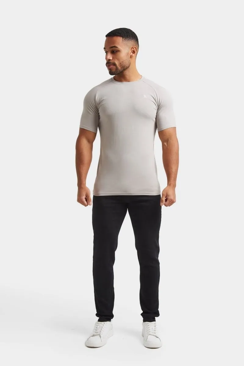 Premium Athletic Fit T-Shirt in Concrete Grey Recycled Polyester Blend Ultimate Wear