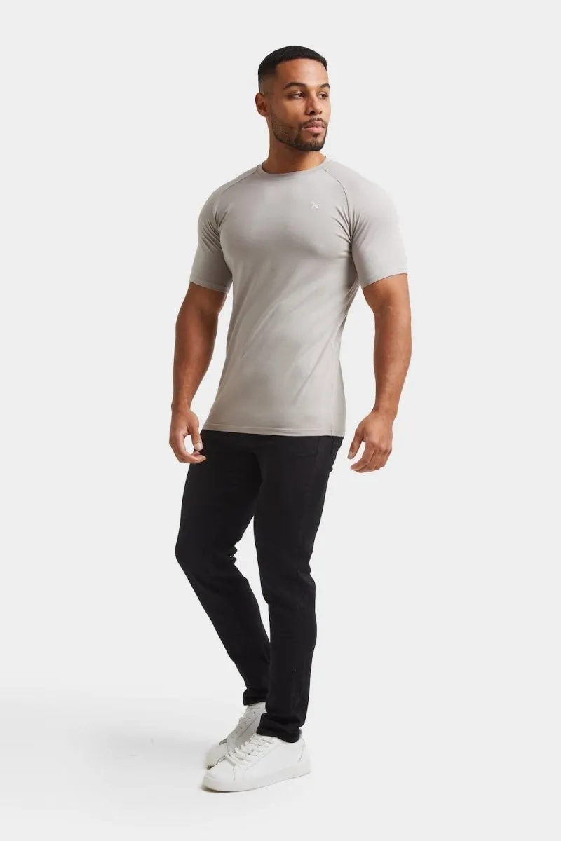 Stylish Layer Look Premium Athletic Fit T-Shirt in Concrete Grey