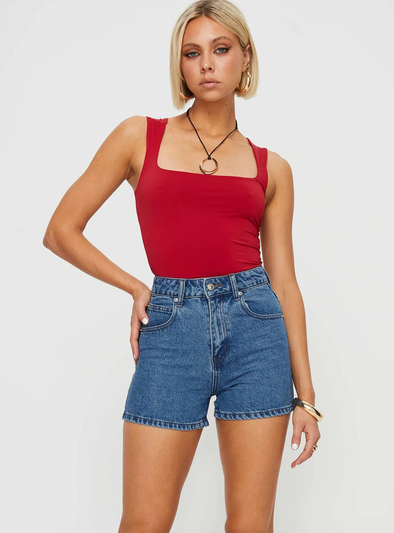 Tropicana Denim Shorts Mid Wash Tall Still Soul FoldableDesign