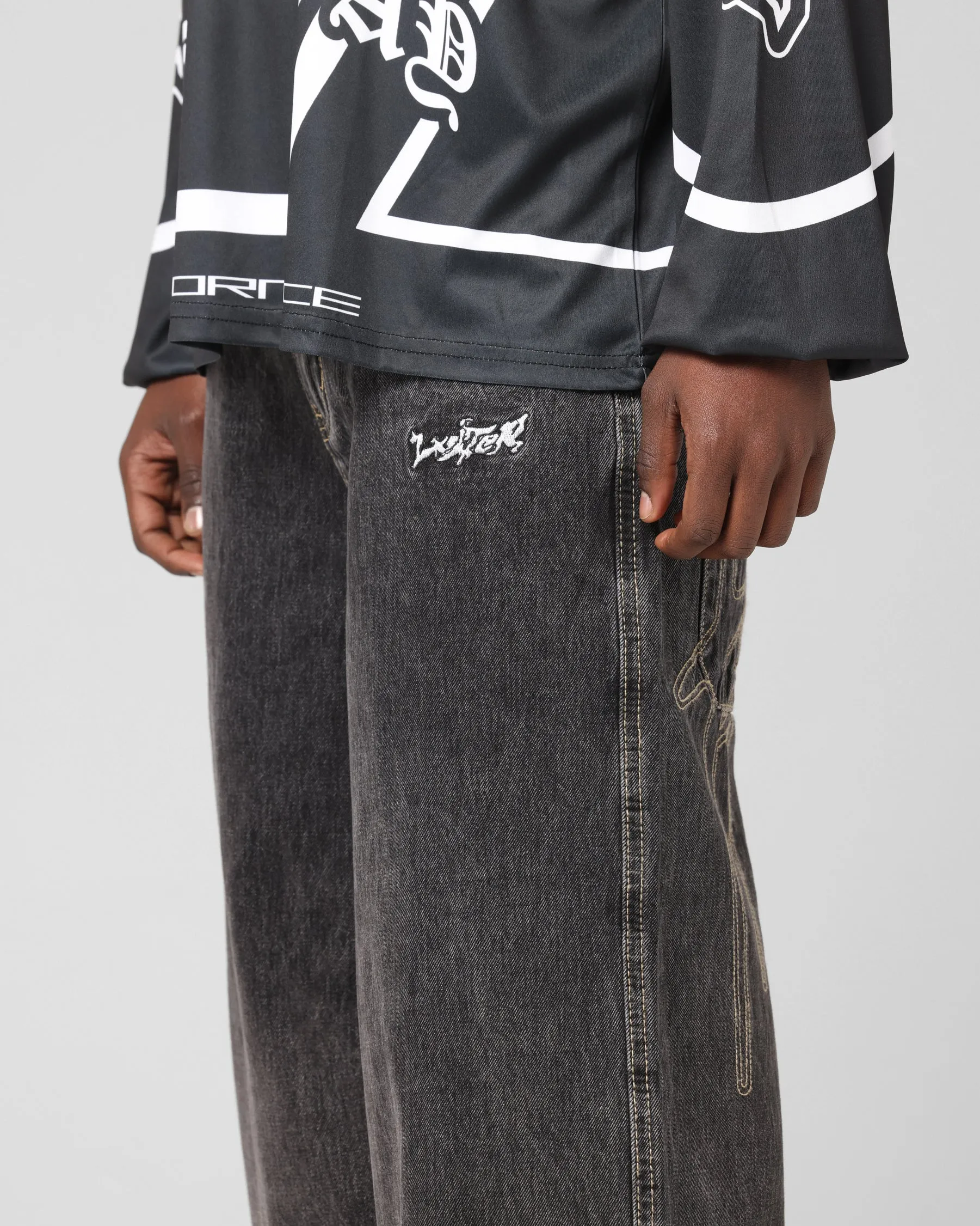 Unfaded Hemline Loiter Star Born Jeans Dirty Grey