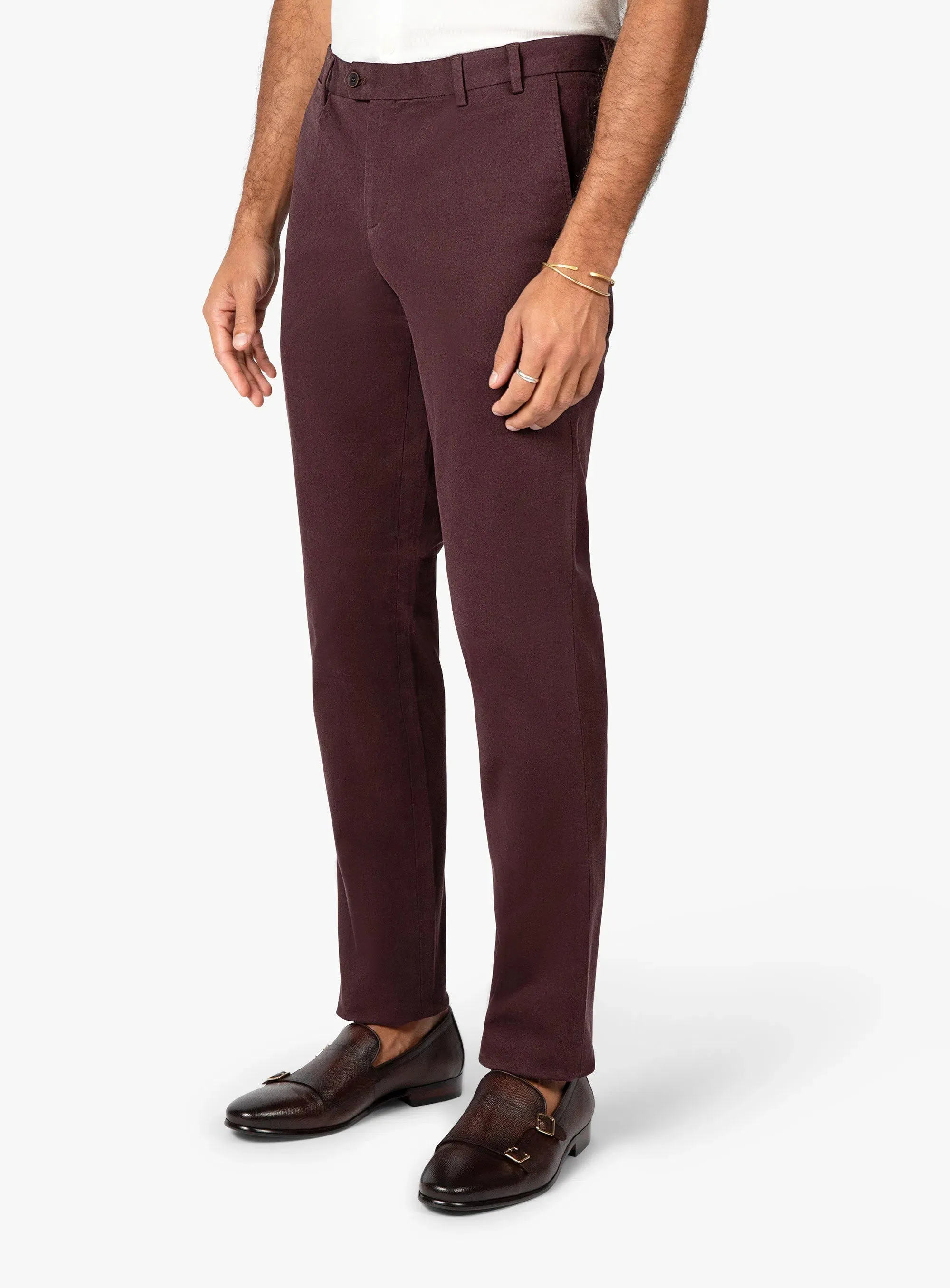 Breathable Wearable ArticulatedJoints Carmine Pleated Berry Red Chino Pants