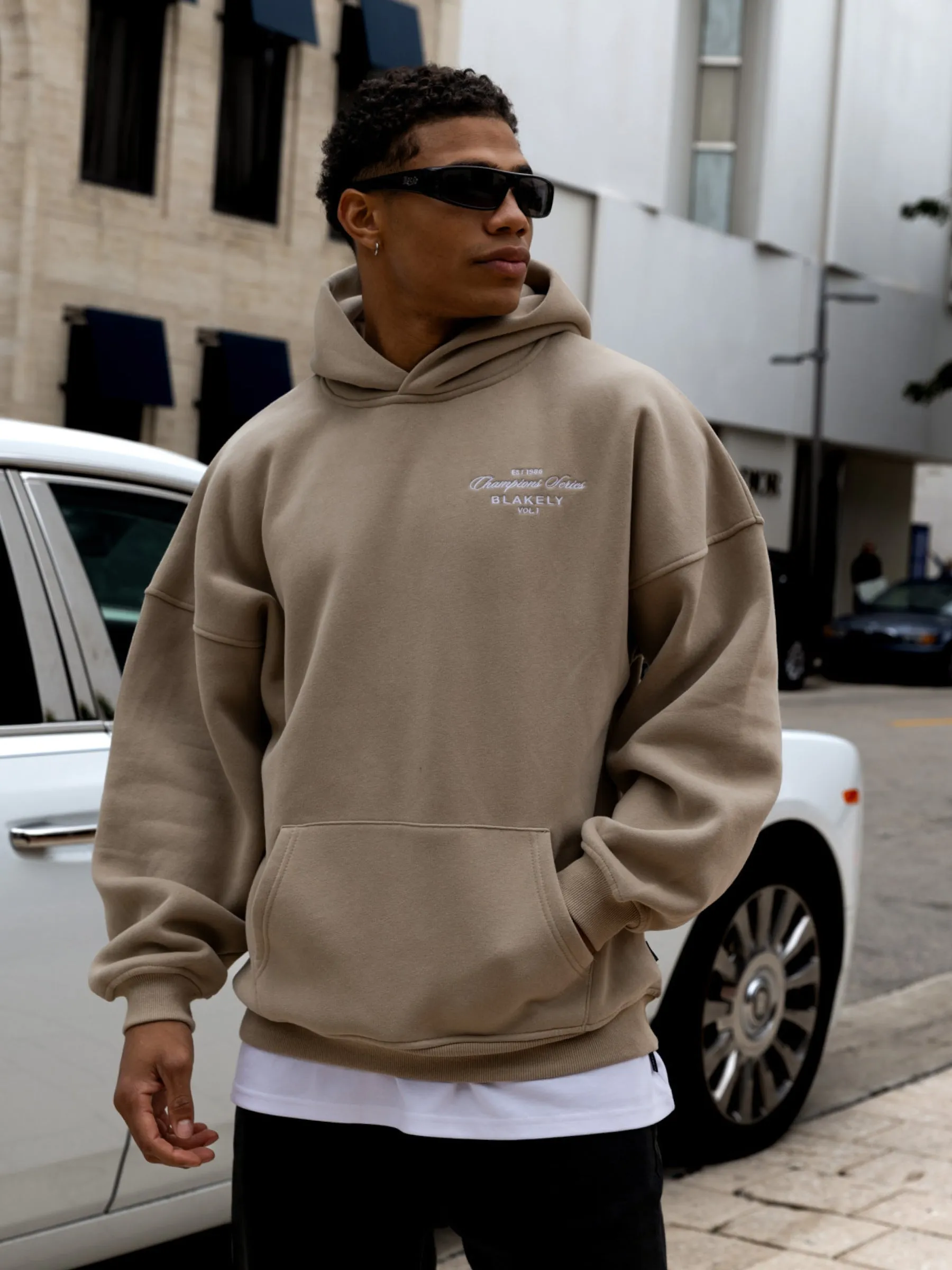 river rafting Moisture Wicking Lining Champions Relaxed Hoodie - Washed Khaki