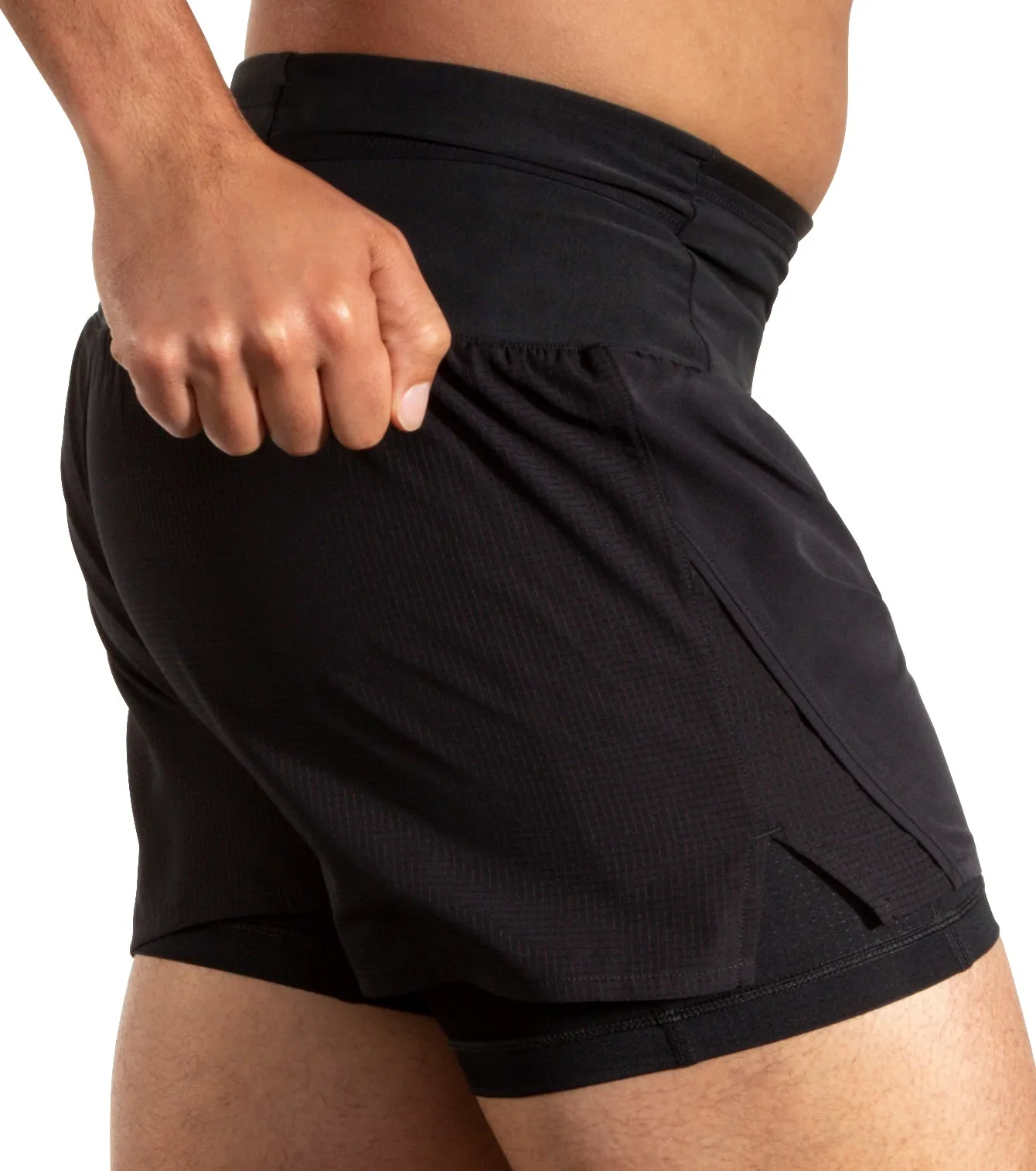 Weekend Outfit hypoallergenic Brooks 5 Inch High Point 2.0 2 In 1 Mens Running Shorts - Black