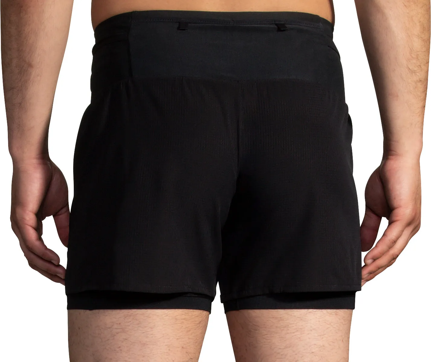 school wear Breathable Liner Brooks 5 Inch High Point 2.0 2 In 1 Mens Running Shorts - Black