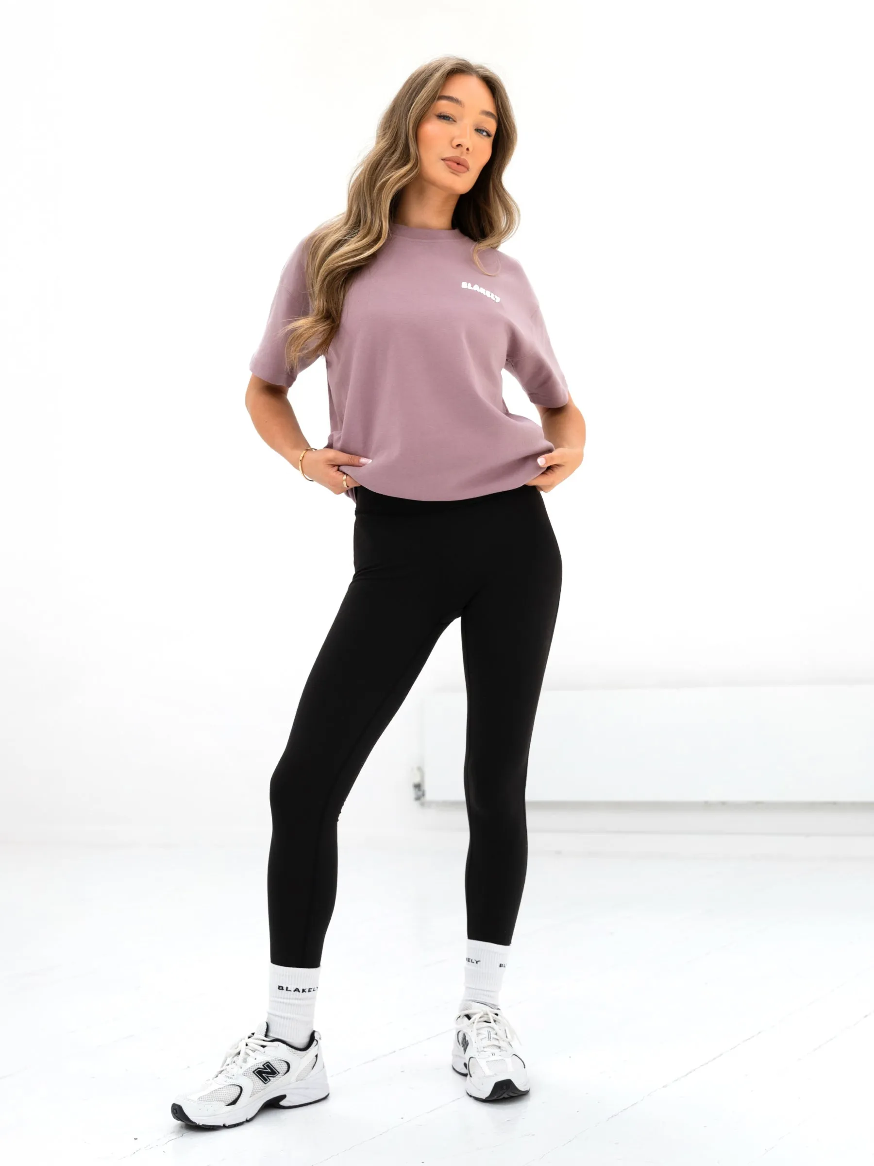 Fit For All Day Striped Pattern Cloud Print Oversized T-Shirt - Dusty Pink