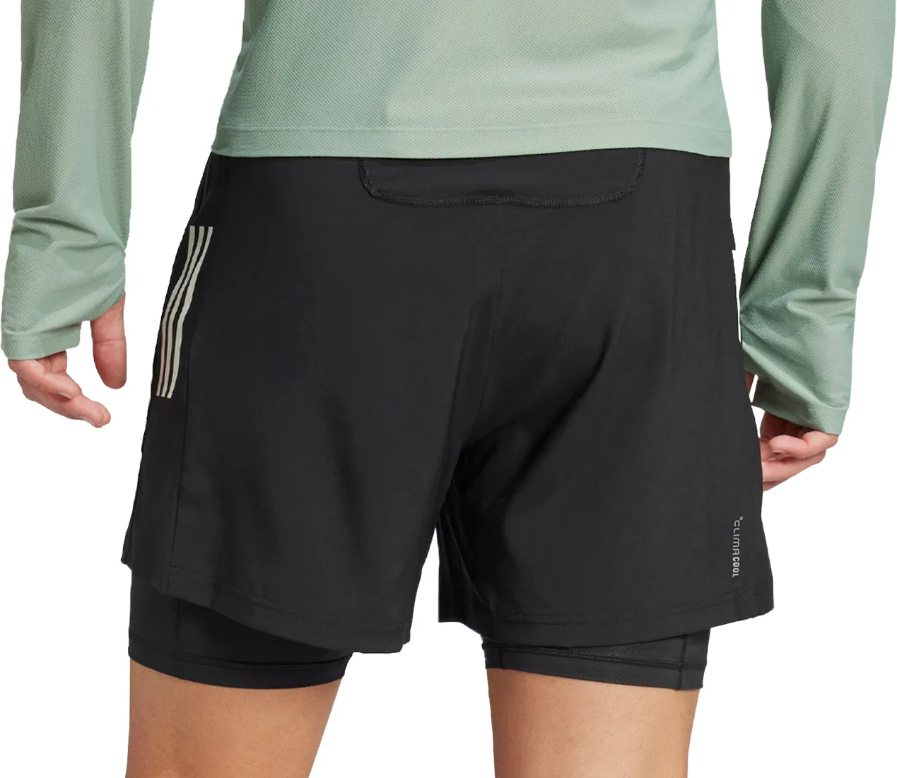Sporty Design sequined details adidas Own The Run ClimaCool 2 In 1 Mens Running Shorts - Black