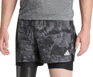 Comfortable Wear Coastal Style adidas Own The Run Spray Dye 2 In 1 Mens Running Shorts - Grey