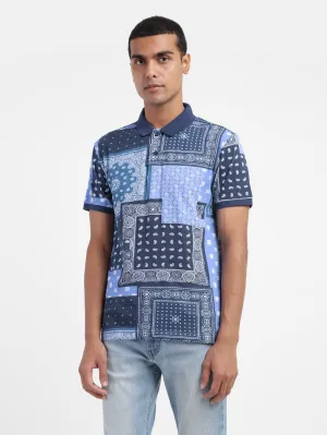 Men's Ethnic Motifs Polo T-shirt Blue AntiStatic Treatment Golf Apparel