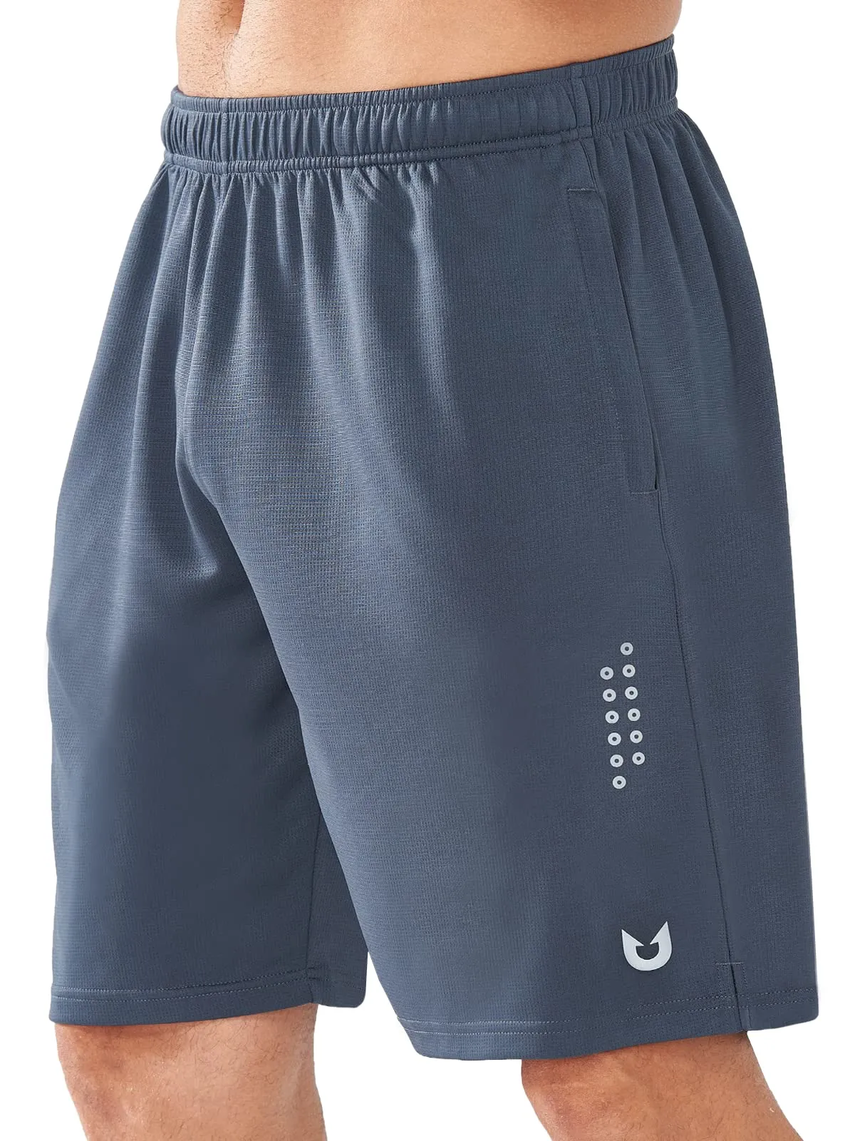 Men's 10 Inch Long Basketball Athletic Lounge Shorts with Zipper Pockets stripe design