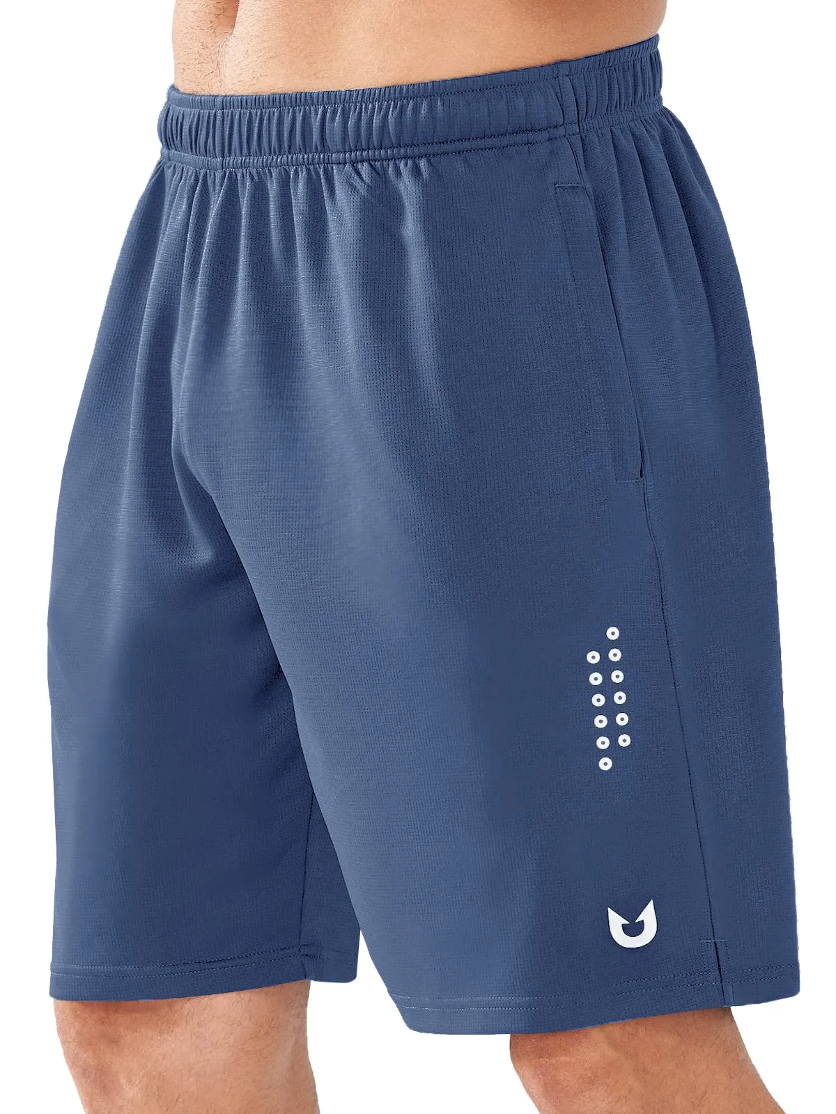 Men's 10 Inch Long Basketball Athletic Lounge Shorts with Zipper Pockets Moisture Wicking Fabric