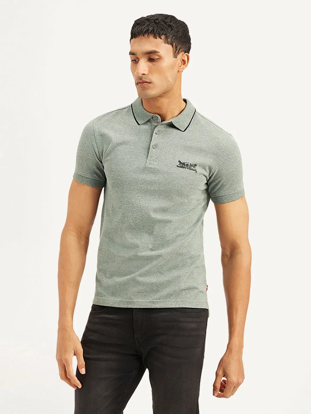Comfortable Collar Bamboo Fiber Blend Men's Solid Slim Fit Polo T-shirt