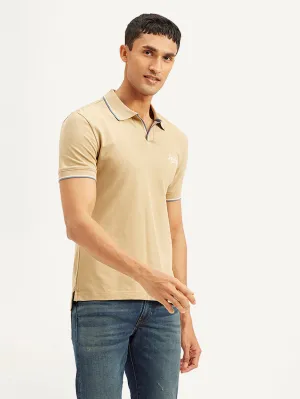 SoftCheckered Weave Men's Solid Slim Fit Polo T-shirt