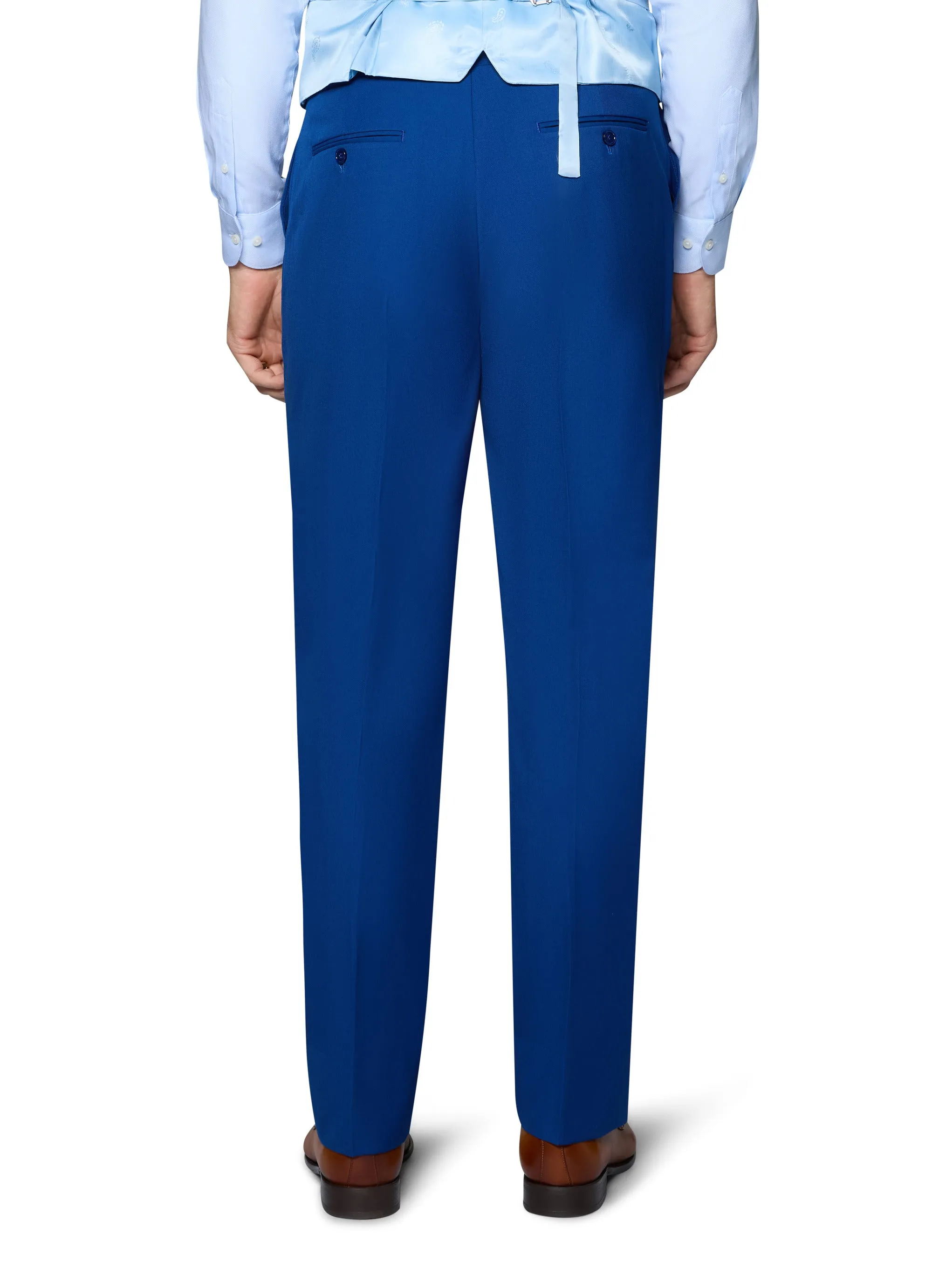 Freedom Motion Practical Fit Bergamo Orange Solid Modern Fit Pants - French Blue