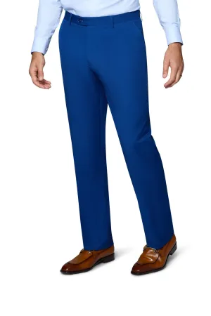 Stretchy Waist Bergamo Orange Solid Modern Fit Pants - French Blue
