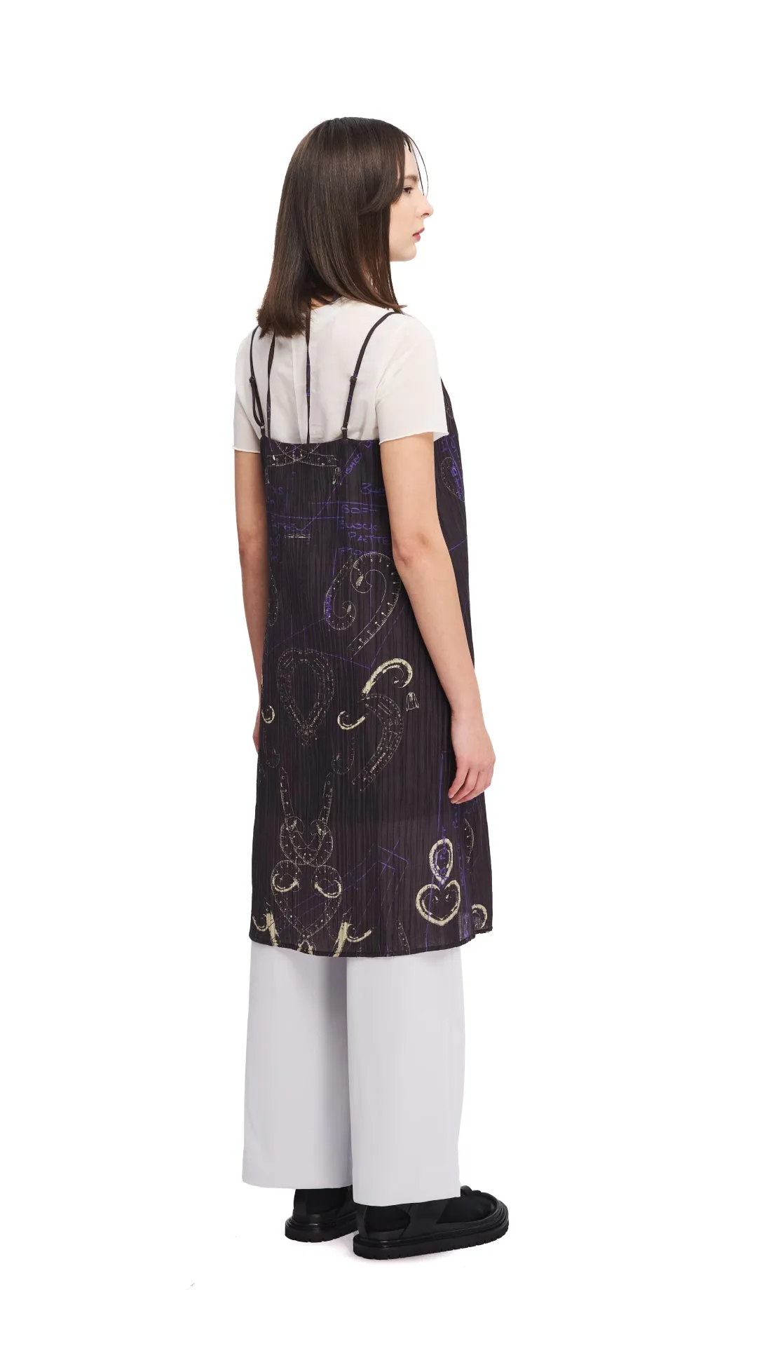 French Curve Ruler Placement Print Slip Dress Star Fit QuickDrying Material