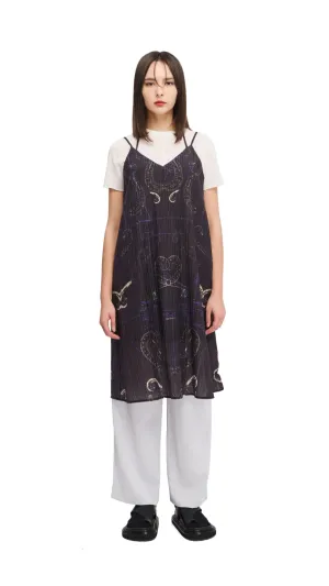 LightweightWeave Easy Wash French Curve Ruler Placement Print Slip Dress