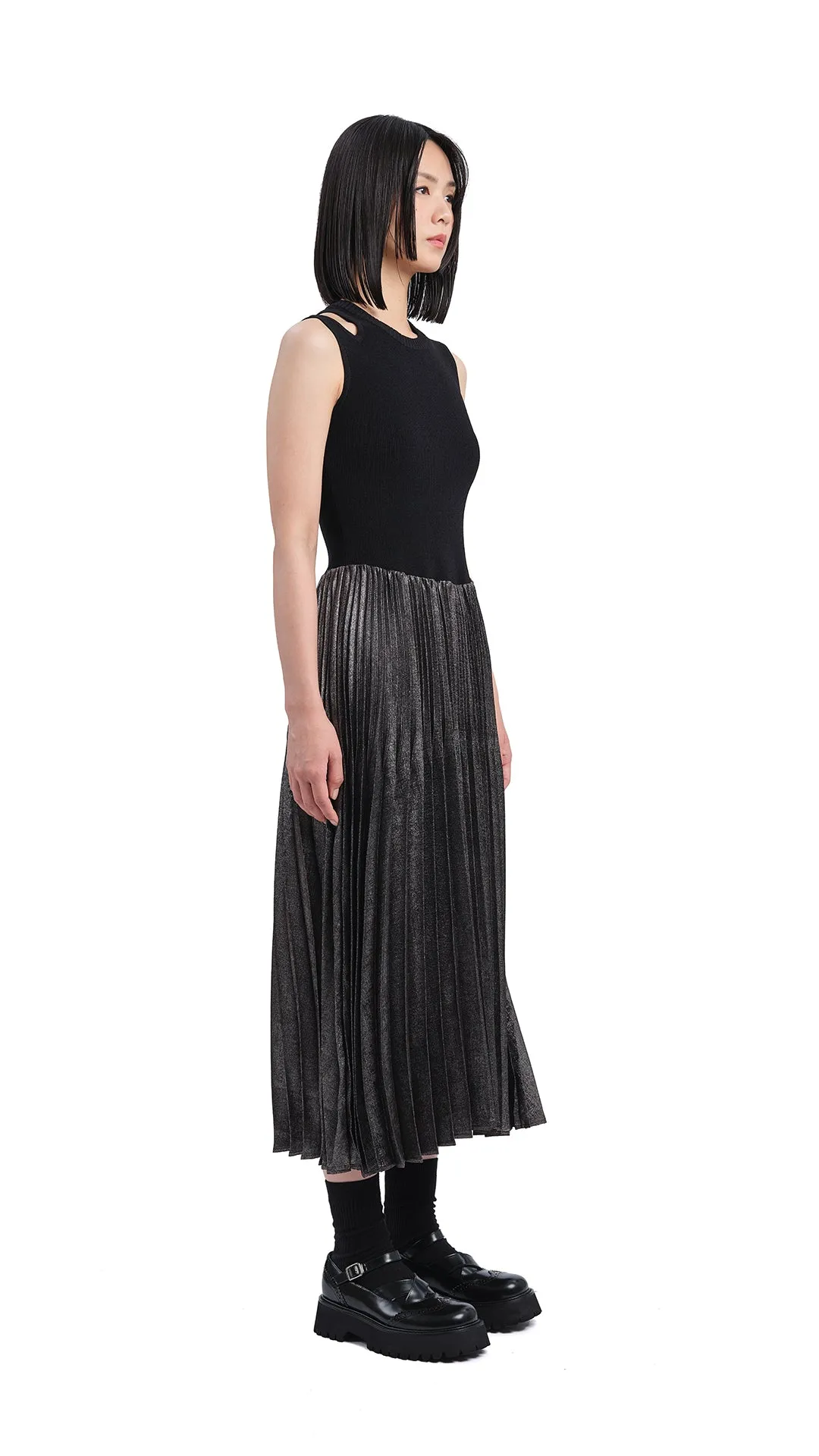 DoubleStitchedSeams Pearl Tone Metallic Dress