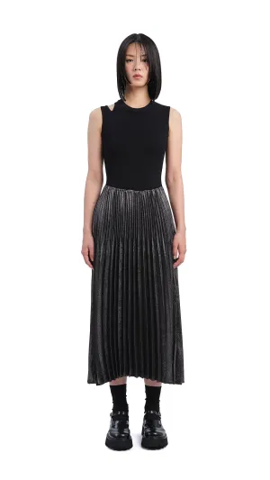 DoubleLayered Fabric Metallic Dress
