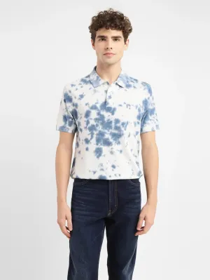 Men's Tie -Dye Slim Fit Polo T-shirt Tapered Armhole Design Office Attire