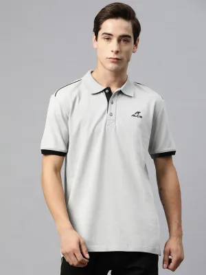 Moisture control Flexible Ribbed Collar Alcis Men Brand Logo Embroidered Polo Collar Sports T-shirt