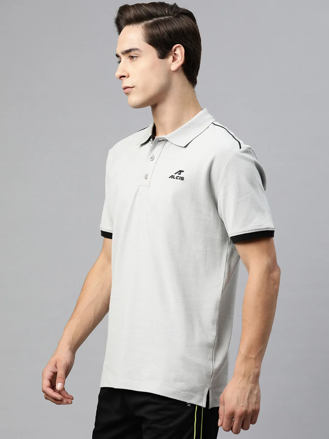 Durable Fabric Stylish Fit Alcis Men Brand Logo Embroidered Polo Collar Sports T-shirt