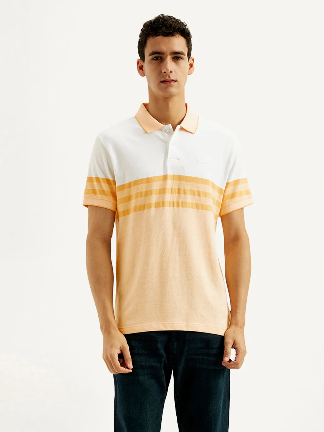 Men's Striped Slim Fit Polo T-shirt Golf Tournament