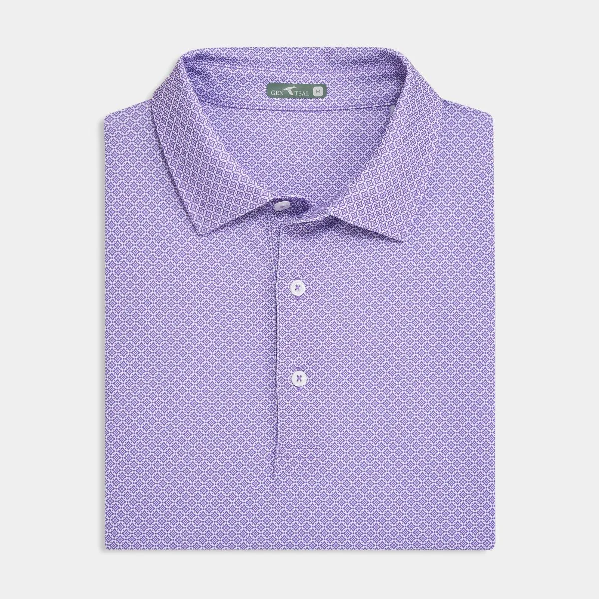 NonIron Finish Purple Diamond Lattice Printed Performance Polo